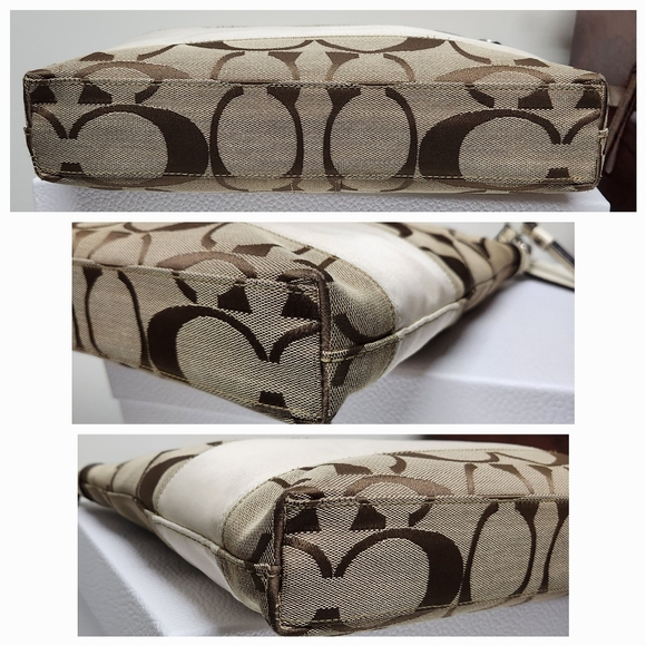 COACH Signature Brown/tan Jacquard Canvas and Patent Leather Zip Tote - Picture 15 of 16